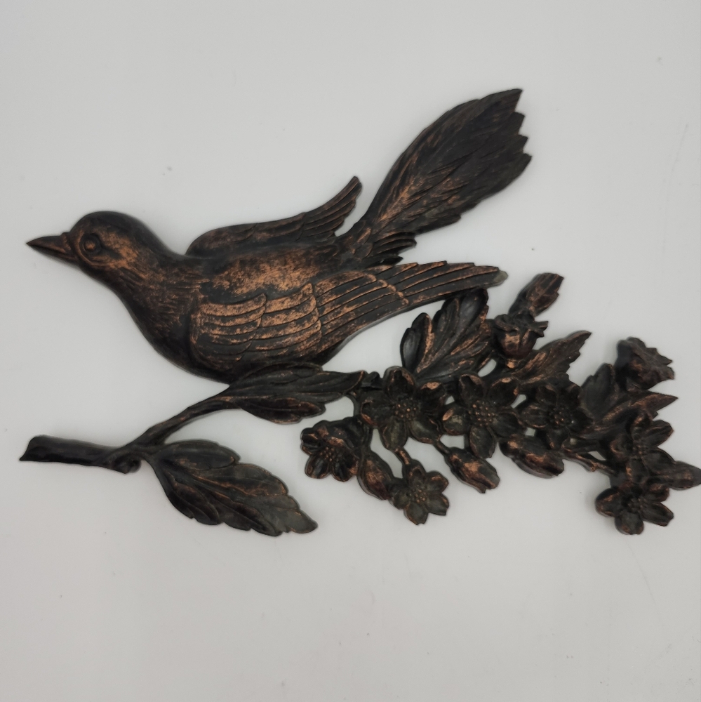 Bronze Dart Ind. Syroco Bird Dogwood Branch Wall Decor vintage art nature flower